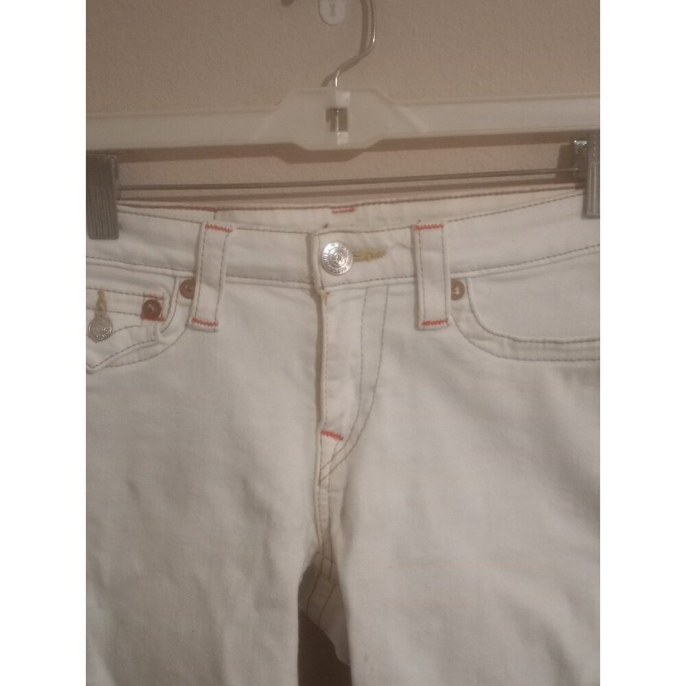 True Religion Women's White Skinny Cut-Off Low Rise Denim Jean Shorts Sz 27 - Picture 4 of 14